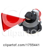 3d Chubby Black Christmas Horse On A White Background