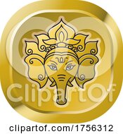 Gold Indian Elephant God Ganesha Icon