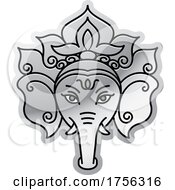 Poster, Art Print Of Indian Elephant God Ganesha In Silver