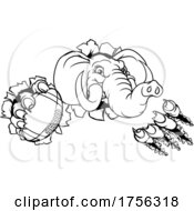 Elephant American Football Ball Sports Mascot by AtStockIllustration
