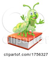 Poster, Art Print Of Bookworm Worm Caterpillar On Book Stack