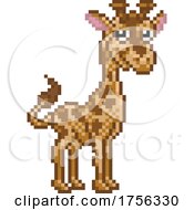 Poster, Art Print Of Giraffe Pixel Art Safari Animal Video Game Cartoon