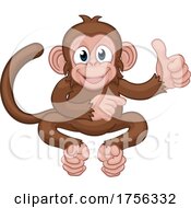 Monkey Cartoon Animal Thumbs Up And Pointing