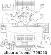 Poster, Art Print Of Messy Man Working On A Computer