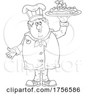 Poster, Art Print Of Chef Holding Up A Platter