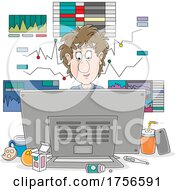 Poster, Art Print Of Messy Man Working On A Computer