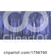 3d Halloween Landscape With Foggy Forest
