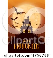 Halloween Background With Spooky Haunted House