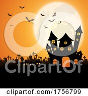 Halloween Landscape Background With Spooky House