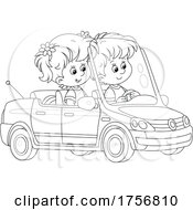 Poster, Art Print Of Black And White Kids Driving A Car
