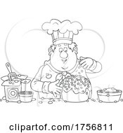 Black And White Chubby Baker Making A Cake