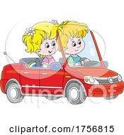 Poster, Art Print Of Kids Driving A Car