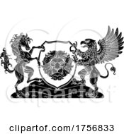 Poster, Art Print Of Coat Of Arms Crest Griffin Horse Family Shield