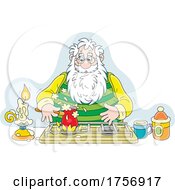 Poster, Art Print Of Santa Cooking On A Camp Stove
