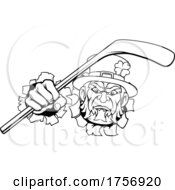 Poster, Art Print Of Leprechaun Ice Hockey Sports Mascot Cartoon