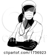 Doctor Nurse Woman PPE Mask Scrubs Silhouette