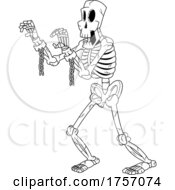 Poster, Art Print Of Black And White Cartoon Skeleton With Shackles
