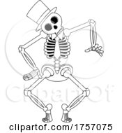 Poster, Art Print Of Black And White Cartoon Skeleton Dancing