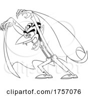 Poster, Art Print Of Black And White Cartoon Vampire With Arms Raised