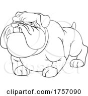 Black And White Cartoon Tough Bulldog