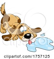 Poster, Art Print Of Cartoon Dog Lapping From A Puddle