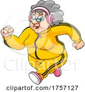 Poster, Art Print Of Cartoon Healthy Granny Running