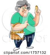 Poster, Art Print Of Cartoon Granny With A Basket Of Homemade Chocolate Chip Cookies