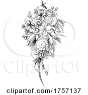 Floral Flower Bouquet In A Sketch Drawing Style