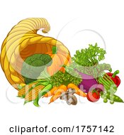 Cornucopia Gold Horn Of Plenty Vegetables Cartoon