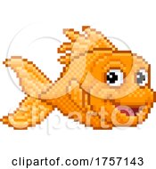 Poster, Art Print Of Goldfish Fish Pixel Art 8 Bit Animal Cartoon