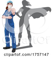 Poster, Art Print Of Nurse Doctor Woman Super Hero Shadow Pointing
