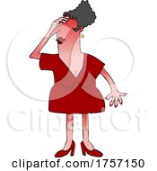 Cartoon Chubby Lady Experiencing A Hot Flash