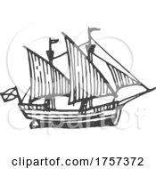 Poster, Art Print Of Sketched Styled Ship