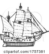 Poster, Art Print Of Sketched Styled Ship