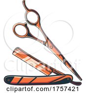 Poster, Art Print Of Barber Scissors And Blade