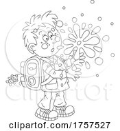 Poster, Art Print Of Black And White Boy With Bubble Gum Exploding In His Face