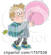 Poster, Art Print Of Boy Blowing A Bubble With Chewing Gum