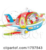 Santa And Snowman Flying In A Unique Plane by Alex Bannykh