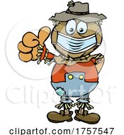 Poster, Art Print Of Cartoon Masked And Vaccinated Scarecrow Mascot