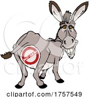 Cartoon Donkey Mascot With A No Jab Symbol