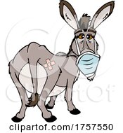 Cartoon Masked And Vaccinated Donkey Mascot