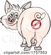 Poster, Art Print Of Cartoon Pig Mascot With A No Jab Symbol