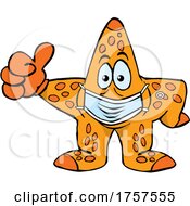 Cartoon Masked And Vaccinated Starfish Mascot