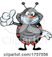 Poster, Art Print Of Cartoon Masked And Vaccinated Ladybug Mascot