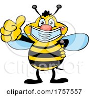 Poster, Art Print Of Cartoon Masked And Vaccinated Bee Mascot