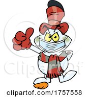 Poster, Art Print Of Cartoon Masked And Vaccinated Evil Snowman Mascot