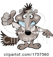Cartoon Masked And Vaccinated Anteater Mascot