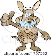 Cartoon Masked And Vaccinated Armadillo Mascot by Dennis Holmes Designs