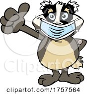 Poster, Art Print Of Cartoon Masked And Vaccinated Badger Mascot