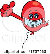 Poster, Art Print Of Cartoon Masked And Vaccinated Party Balloon Mascot
